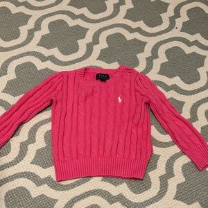 Polo by Ralph Lauren Hot Pink Cable-Knit Crewneck Sweater